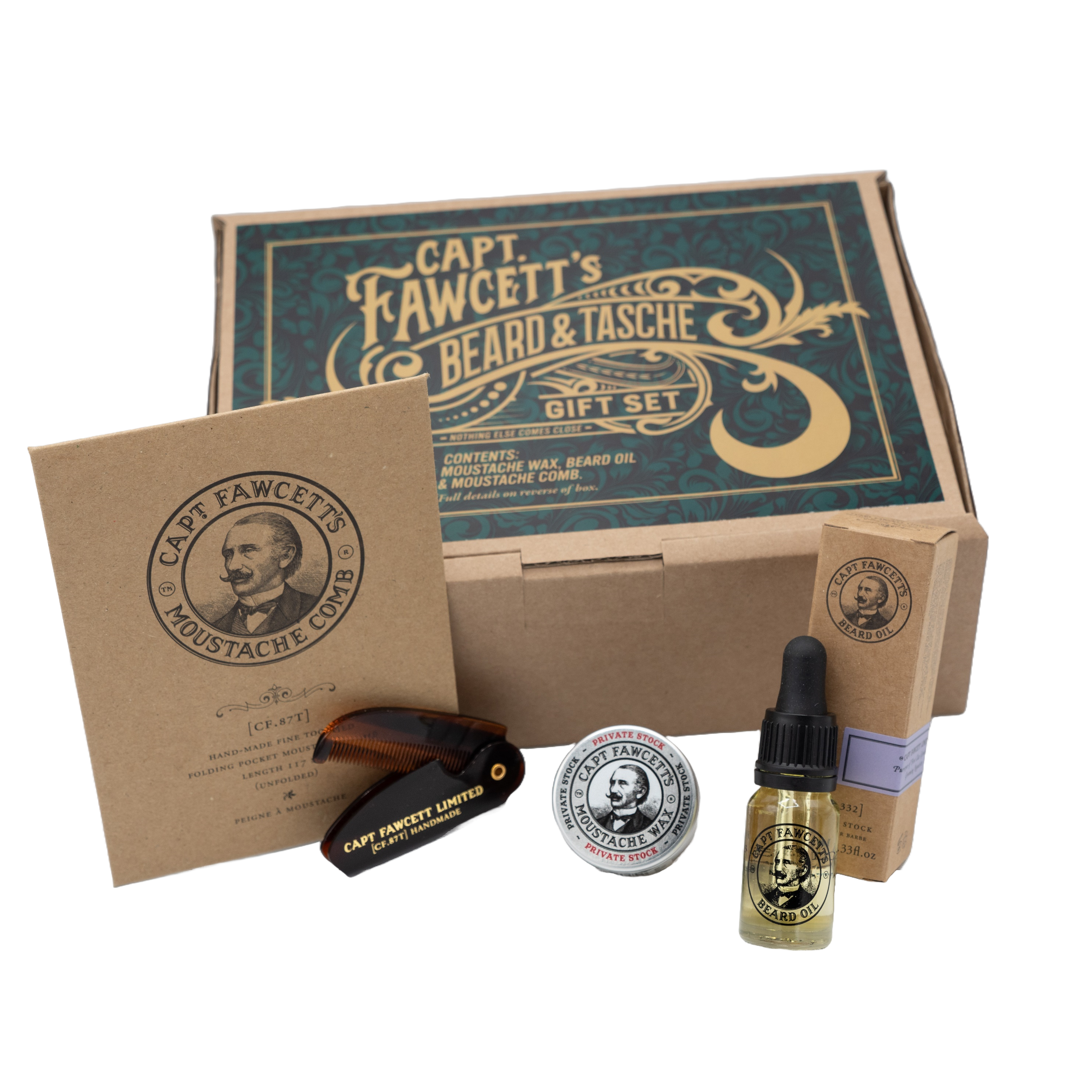 Captain Fawcett Beard and Tache Gift Set